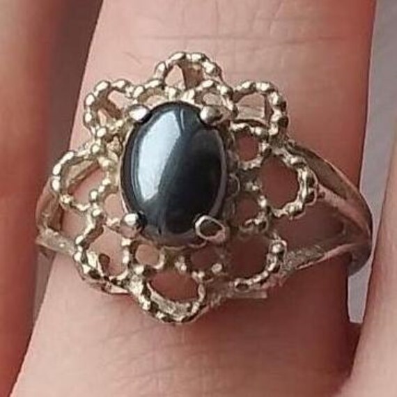 Hematite Ring Sterling Silver Statement Stylized … - image 3