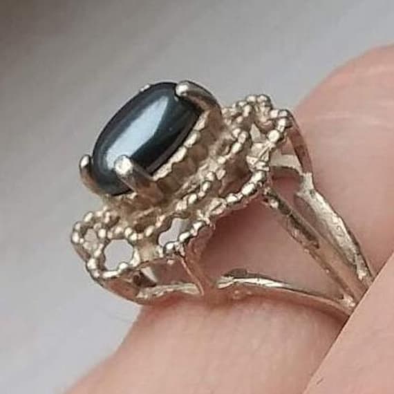Hematite Ring Sterling Silver Statement Stylized … - image 6