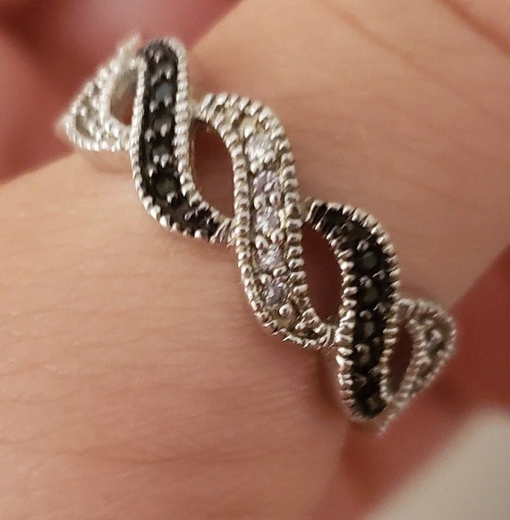 Sterling Silver Ring Statement 925 Crystals Onyx … - image 4