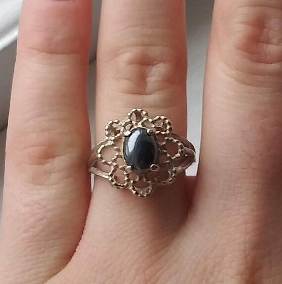 Hematite Ring Sterling Silver Statement Stylized … - image 8