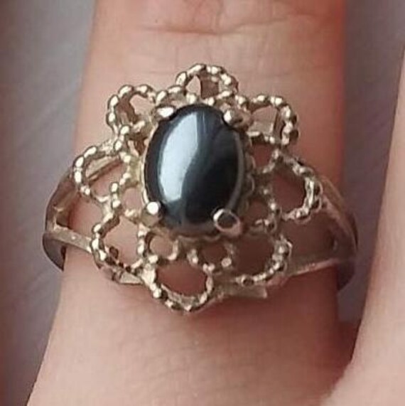 Hematite Ring Sterling Silver Statement Stylized … - image 5