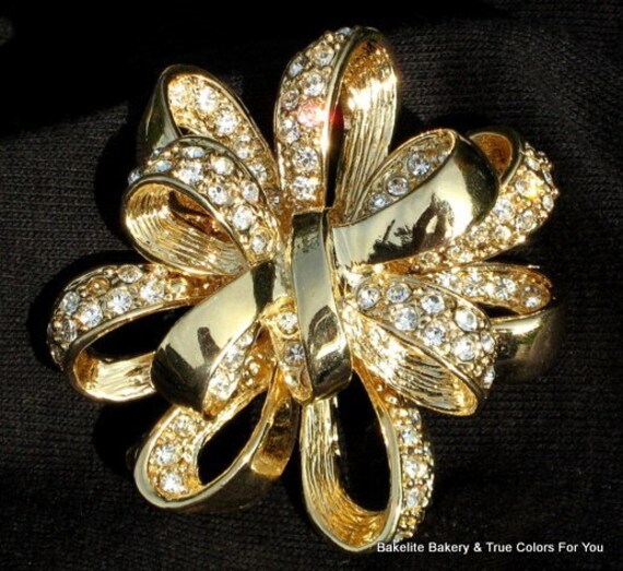 Statement Rhinestone Brooch Pin Sparkle Crystals … - image 3