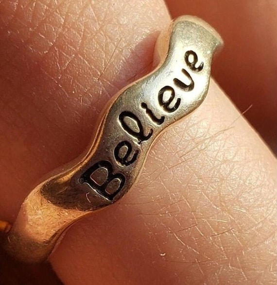 Sterling Silver Ring Believe Statement Vintage St… - image 3