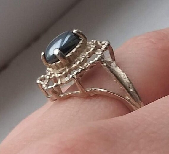 Hematite Ring Sterling Silver Statement Stylized … - image 9
