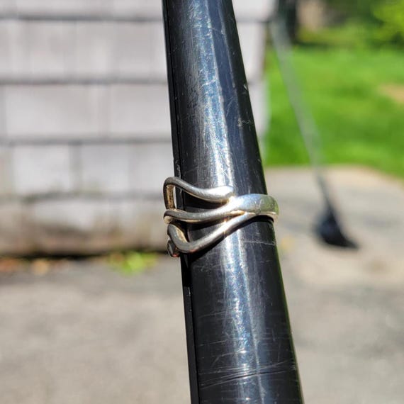 Sterling Silver Statement Ring 925 Wave Artisan S… - image 6