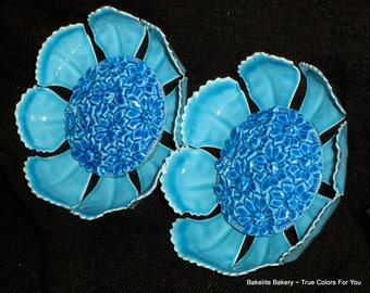 Shoe Clips Vintage Flowers Wedding Sky Blues Estate Jewelry Bloomers Modernist Mid Century Bold Statement Hollywood Mad Men High Relief Mint