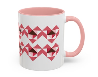 Quilter Gift | Geometric Heart Coffee Mug, Valentine's Day  | 11oz 15oz