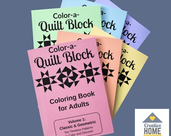 Quilt Coloring Book Complete Set PDF | Volumes 1-6 Full Series | 6 Printable Adult Coloring Books Instant Download | Quilting Gift Bundle