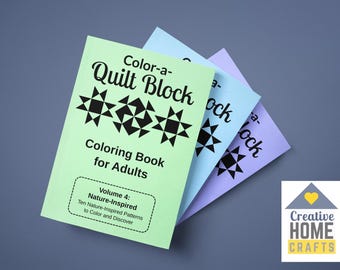 Quilt Coloring Book Bundle PDF | Volumes 4-6 Nature Curved & Repetition | 3 Printable Adult Coloring Books Instant Download | Quilt Gift Set