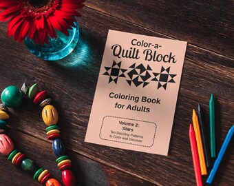 Star Quilt Block Coloring Book PDF | Volume 2 Star Patterns | Printable Adult Coloring Pages Instant Download | Quilting Gift