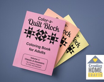 Quilt Coloring Book Bundle PDF | Volumes 1-3 Geometric Stars & Folk | 3 Printable Adult Coloring Books Instant Download | Quilting Gift Set