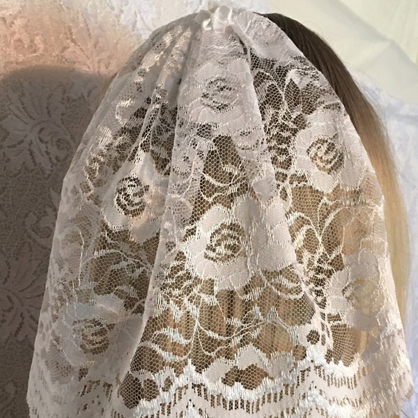 WHITE Floral Bat Mitzvah Head Covering | Lace Kippah Hair Covers | Simcha Headcovering | Bar Mitzvah Kippah | Doily Headcover | Kippot | Hat