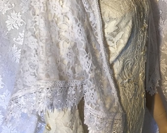 Chal o velo de encaje blanco / Adorno veneciano / Velo mantilla de encaje grande / Pañuelo para el cabello / Cubierta para la cabeza / Velo de oración / Cubierta para la cabeza / Pañuelo para la cabeza