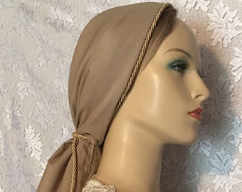 Tan All COTTON Scarf Head Covering • Headcovering • Modest Headscarf • Mitpachat • Tichel Scarf • Scarves • Hairwrap • Prayer Headcover
