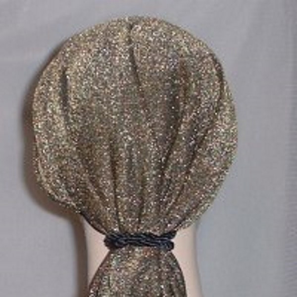 Gold Sparkle Snood | Head Covering | Tichel | Headcovering | Snoods | Wrap | Chemo Scarf | Hair Loss | Hair Snood | Renaissance | Modest Hat