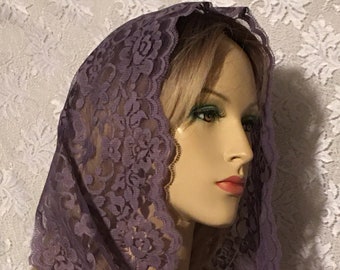 Lilac Lace Veil • Mantilla • Hair Wrap • Womens Head Covering • Prayer Cover • Wrapping Headcovering • Scarf • Headband • Veils • Headwrap