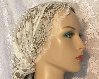 Ivory Lace Head Covering for Women • Bat Mitzvah • Perfect for Your Head Covers • Lace Scarves • Gifts for Her • Scarf Accessory • Hairwrap