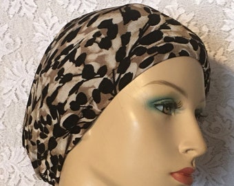 Underscarf Head Wrap • Black Tan Undercap • Stretch Bonnet Cap • Under Scarf Inner Cap • Turban • Cancer Cap • Tube Scarves • Head Covering