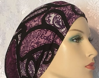Pañuelo para la cabeza debajo de la gorra • Pañuelo interior negro y morado • Gorro tipo gorro • Gorro interior debajo de la bufanda • Turbante • Gorro contra el cáncer • Bufandas tipo tubo • Cubierta para la cabeza