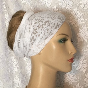 White Stretch Headwrap, Tube Hair Wraps, Soft Turban Cancer Cap, Cancer and Modest Headwear, Chic Headcovering for Chemo, Fashion, Hair Loss