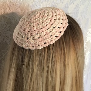 Pink & Creme Crocheted Kippah | Skullcap | Yarmulke | Headcovering | Head Covering Kippot | Bar Mitzvah Bat Mitzvah | Wedding kipah | Simcha