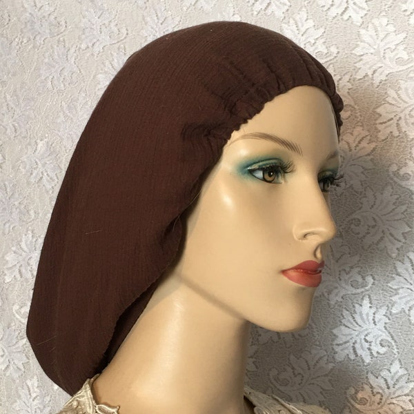 Gauze Cotton Snood Head Covering for Women • Hair Loss & Prayer Hair Snoods • Tichel • Renaissance Headcover • Turban • Modesty Wear • Veil