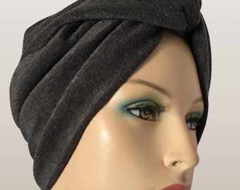 Soft Gray Stretch Turban Snood Cap, Tichel Head Wrap, Head Cover for Modesty, Hair Loss or Chemo Cap, Gift for Women, Boho Hair Cover