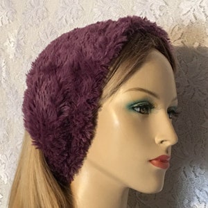 Purple Faux Fur Head Band, Extra Wide Headband, No Slip for Tichel, Head Scarves, Head Coverings, Jewish Headcovering, Scarf, Fur Headwrap