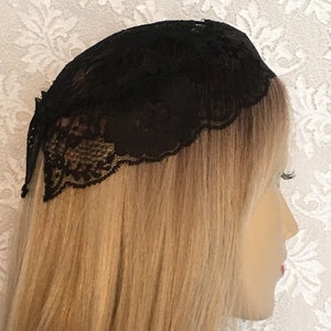 Black Lace Bucharian Style Doily Head Cover • Hair Accessory • Delicate Floral Lace Design • Modest Headcovering | Bat Mitzvah • Chapel Cap