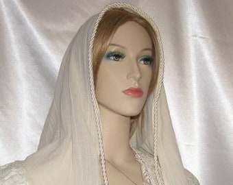 Gauze Cotton Scarf Head Covering | Cording Ties | Tichel | Mitpachat | Headcovering | Hair Covering | Headscarf | Modest Head Cover | Prayer