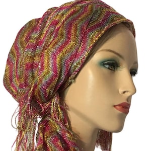 Multi Colored Striped Scarf Head Covering Head Wrap • Perfect for Modest Wear and Hair Loss • Mitpachat • Hair Loss • Wrapping Tichel • Veil