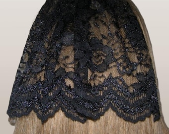 Cobertura para la cabeza con flores negras para Bat Mitzvah / Cubiertas para el cabello con kipá de encaje / Cobertura para la cabeza para Simjá / Kipá para Bar Mitzvah / Cobertura para la cabeza con tapete / Kipá / Sombrero
