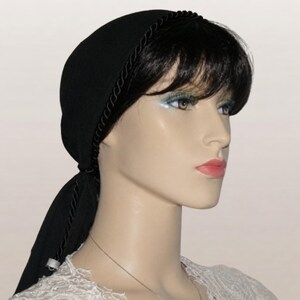 Black Gauze Cotton Tichel for Modest Wear and Hair Loss
