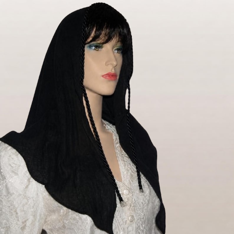 Women's Black Scarf in Gauze Cotton Fabric