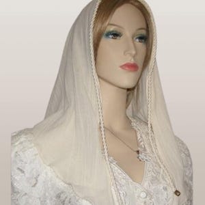 Gauze Cotton Scarf Head Covering | Cording Ties | Tichel | Mitpachat | Headcovering | Hair Covering | Headscarf | Modest Head Cover | Prayer