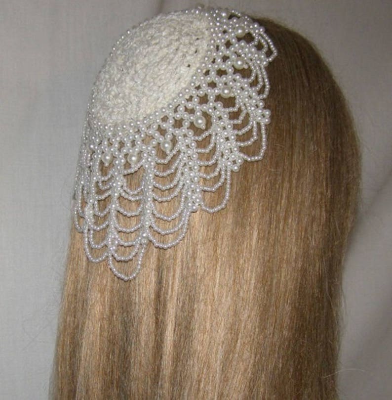 Faux Pearl Beaded Kippah Head Covering