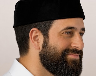 ZWART FLUWELEN BUCHARIAAN keppeltje hoofdbedekking | Kippah hoofdbedekking | Joodse Keppel | Bar mitswa-hoed | Kever | Kippot | Bruiloft Kipah