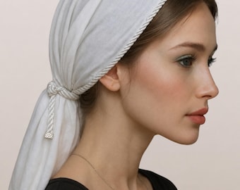 Round Cut Batiste Scarf Head Covering | Cotton Tichel | Mitpachat | Headcovering Veil | Lightweight Cotton | Scarves | Jewish Hair Cover