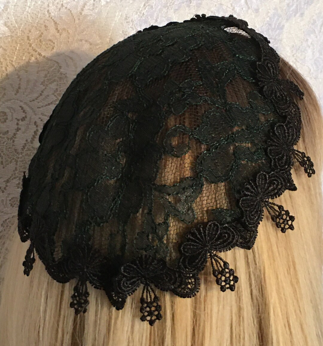 Kippa Dentelle Pour Femme – Doublée Satin – Venice – Chapel Cap – Fait Main