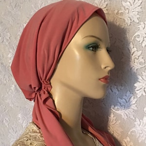 Pre-Tied Scarf, Slip-On Chemo Headwrap, Pretied Cancer Scarves, Easy Wear - No Tying, Modest Tichel, Head Covering, Gift 4 Her, Snood