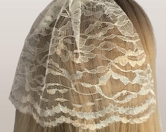 Bat Mitzvah Lace Head Cover, Scalloped Kippah for Women, Floral Doily Cap, Fan Style Hair Cover, Floral Chapel Cap, Religious Wear