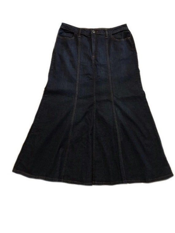 LONG DENIM SKIRT | Vintage Ladies Maxi Flared Ston