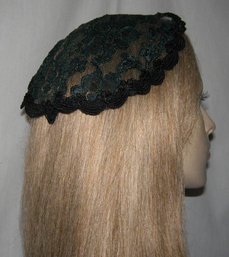 Lace Doily Head Covering Green Floral Lace Kippah Hair Etsy