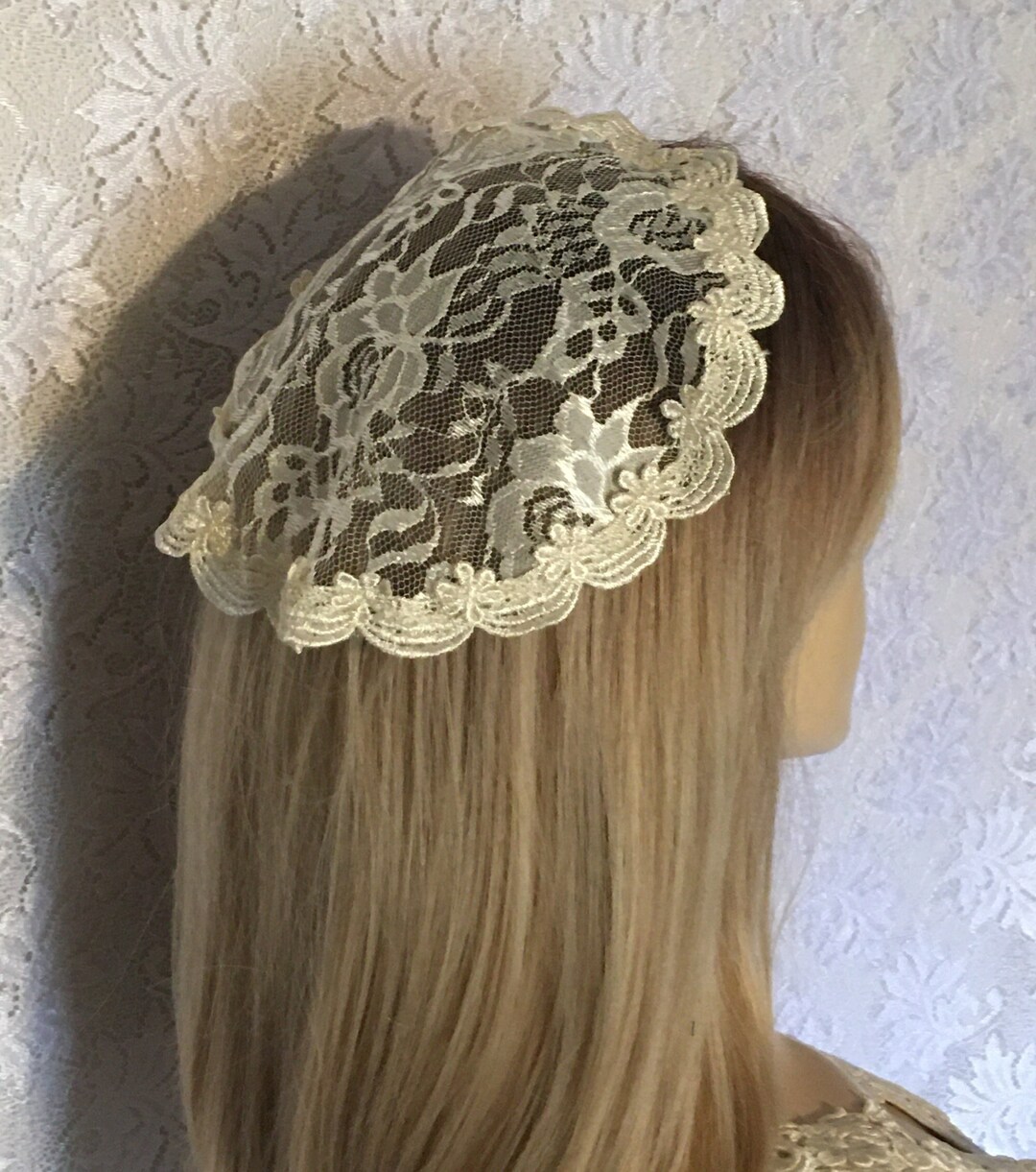 IVORY Floral Lace Doily Headcover Bat Mitzvah Gift Lace Chapel Cap
