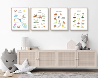 Animal Theme Posters: Ocean, Safari, Farm, Reptiles (Digital Download)