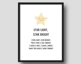 Star Light poster kinderliedje, kinderkamerdecoratie (digitale download)