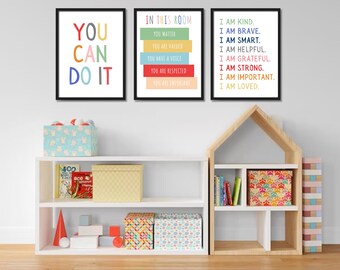 Affirmation Posters Set: Colorful Kids Room Decor (Digital Download)