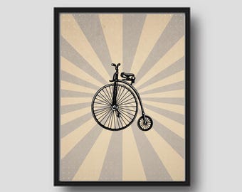 Poster vintage con triciclo, decorazione murale per sala giochi (download digitale)