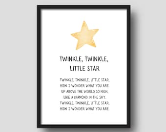 Twinkle Twinkle Little Star poster kinderliedje (digitale download)