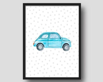 Stampa di auto retrò, colorata decorazione murale per la cameretta dei bambini (download digitale)